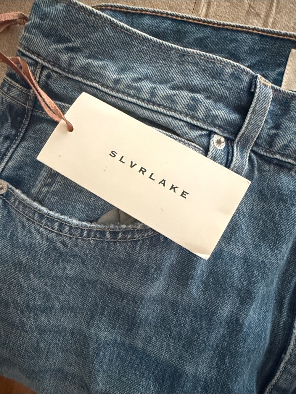 SLVRLAKE London High-Rise Straight Leg Jeans in Blue Denim Classic Premium NEW - Picture 5 of 11